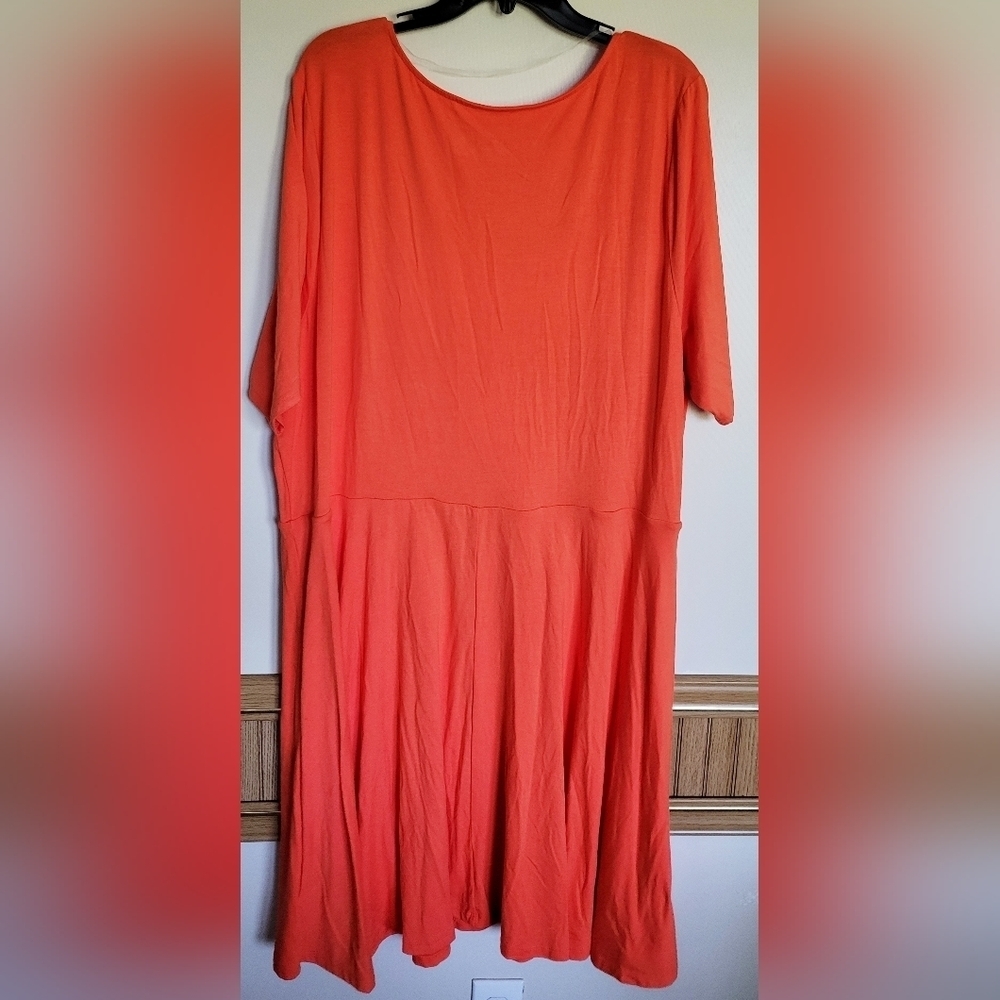 Ava & Viv Women's Orange Elbow Sleeve Flared Empire Waist Dress Size 3X - Picture 2 of 5